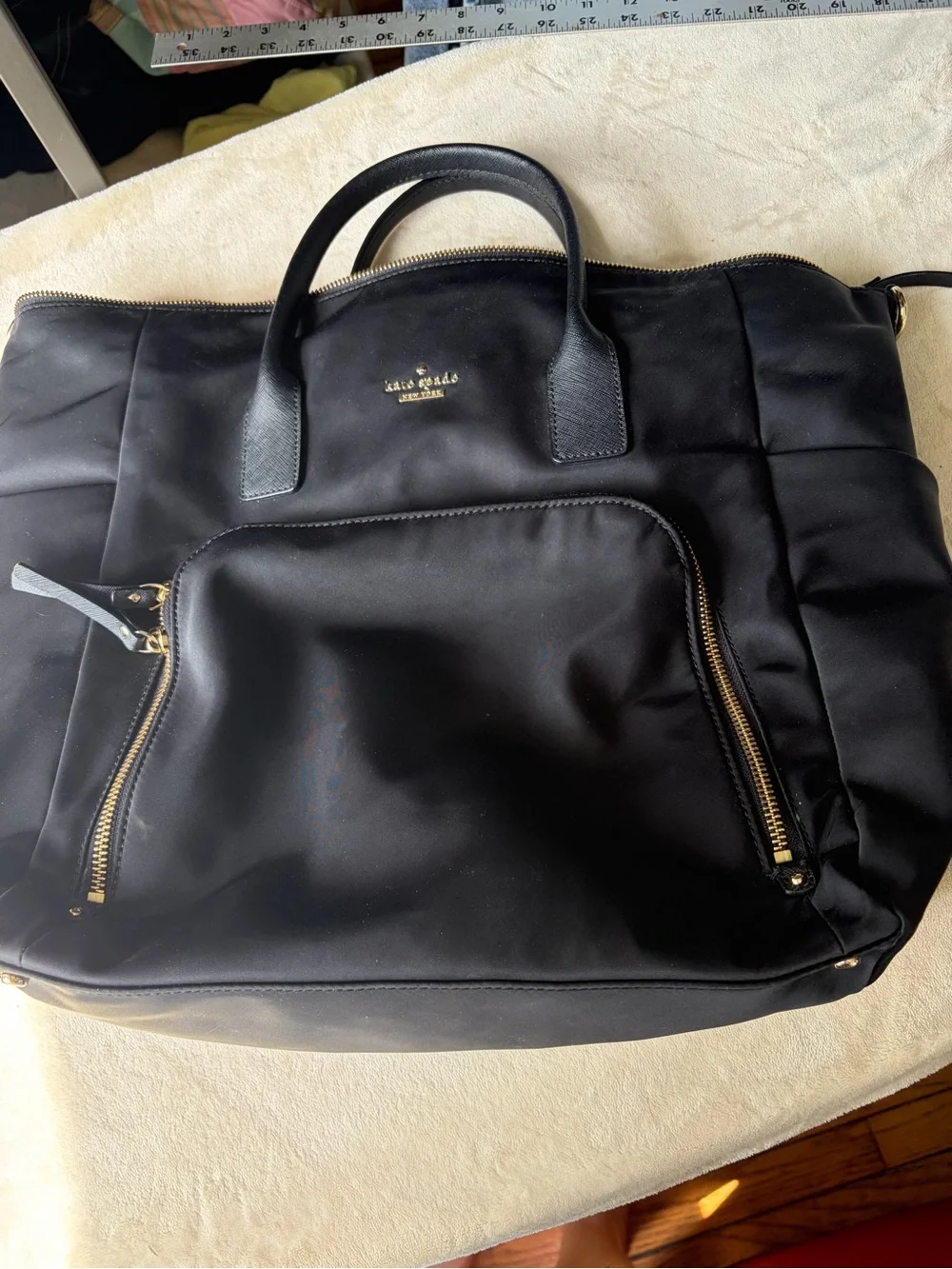 Kate Spade NY Black Nylon Hildy Baby Bag Diaper Tote